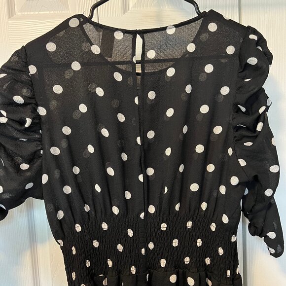 H&M Black and White Polka Dot Midi Dress Size 14 - Picture 5 of 9